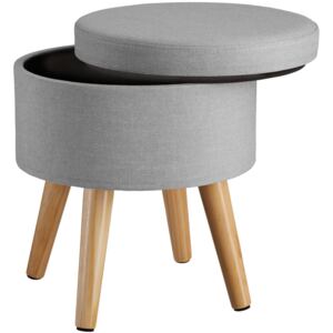 Tectake 403968 stool yumi with storage in linen look - light grey