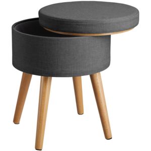 Tectake 403970 stool yara upholstered chair with storage space in linen look - dark grey