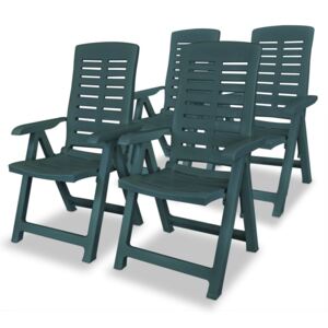 VidaXL Reclining Garden Chairs 4 pcs Plastic Green