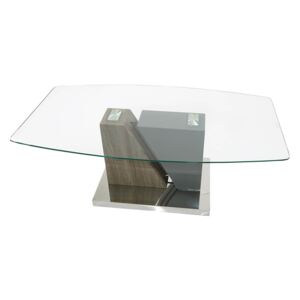 Opus Clear Glass Top and Solid Oak Wood Coffee Table