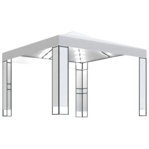 VidaXL Gazebo with Double Roof and String Lights 3x3 m White