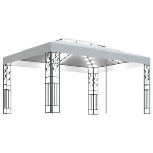VidaXL Gazebo with Double Roof and String Lights 3x4 m White