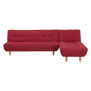 Corner Sofa Red Fabric Upholsery Light Wood Legs Left Hand Chaise Longue 3 Seater Beliani
