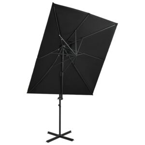 VidaXL Cantilever Umbrella with Double Top Black 250x250 cm