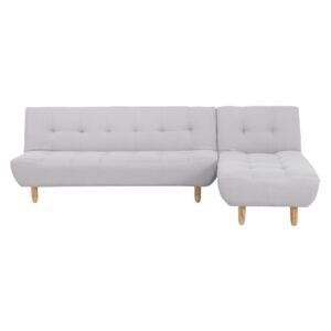 Corner Sofa Light Grey Fabric Upholsery Light Wood Legs Left Hand Chaise Longue 3 Seater Beliani