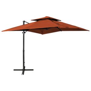 VidaXL Cantilever Umbrella with Double Top Terracotta 250x250 cm