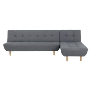 Corner Sofa Dark Grey Fabric Upholsery Light Wood Legs Left Hand Chaise Longue 3 Seater Beliani