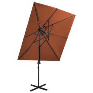 VidaXL Cantilever Umbrella with Double Top Terracotta 250x250 cm