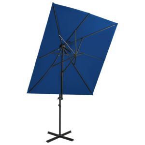 VidaXL Cantilever Umbrella with Double Top Azure Blue 250x250 cm