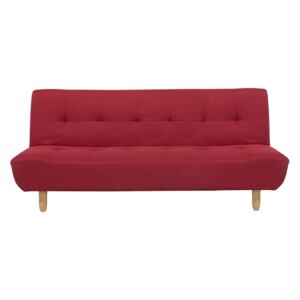 Sofa Red Fabric Upholstery Light Wood Legs 3 Seater Scandinavian Style Beliani