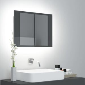 VidaXL LED Bathroom Mirror Cabinet High Gloss Grey 60x12x45 cm