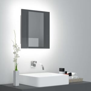 VidaXL LED Bathroom Mirror Cabinet High Gloss Grey 40x12x45 cm
