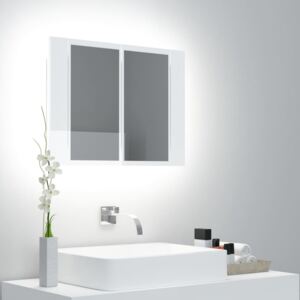 VidaXL LED Bathroom Mirror Cabinet High Gloss White 60x12x45 cm