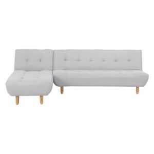 Corner Sofa Light Grey Fabric Upholsery Light Wood Legs Right Hand Chaise Longue 3 Seater Beliani