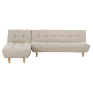 Corner Sofa Beige Fabric Upholsery Light Wood Legs Right Hand Chaise Longue 3 Seater Beliani