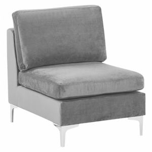 1-Seat Section Grey Velvet Sofa Module Silver Metal Legs Glamour Style Beliani