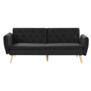 Sofa Bed Black Velvet Upholstered Convertible Couch Modern Design Buttoned Backrest Beliani