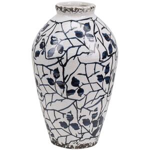 Flower Vase White and Blue Ceramic 20 cm Floral Pattern Modern Design Indoor Pot Beliani