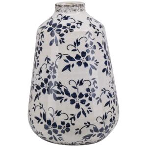 Flower Vase White and Blue Ceramic 25 cm Distressed Look Indoor Pot Decoration Waterproof Beliani