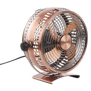 Desk Fan Copper Metal Iron Speed Control Portable Plug-in 24 cm Adjustable Home Accessories Ventilator Beliani
