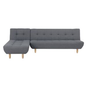 Corner Sofa Dark Grey Fabric Upholsery Light Wood Legs Right Hand Chaise Longue 4 Seater Beliani