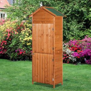 Outsunny Wooden Shed Timber Garden Storage Shed Outdoor Sheds - 190cm x 79cm x 49cm
