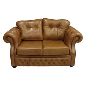 Chesterfield 2 Seater Old English Tan Leather Sofa Bespoke In Era Style