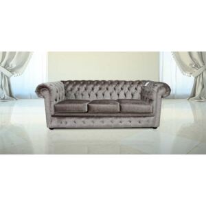 Chesterfield 3 Seater Boutique Beige Velvet Sofa Settee Bespoke In Classic Style