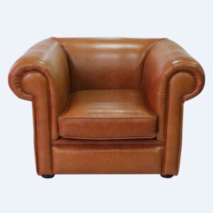 Chesterfield Low Back Club Armchair Old English Tan Leather In Classic Style