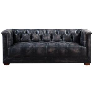 Folkestone Vintage 2 Seater Distressed Leather Aluminium Sofa