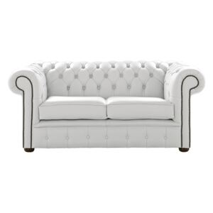 Chesterfield 2 Seater Shelly Winter White Leather Sofa Settee Bespoke In Classic Style