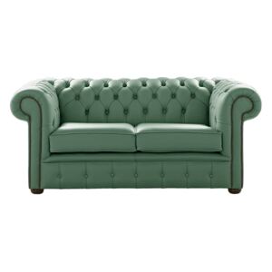 Chesterfield 2 Seater Shelly Jade Green Leather Sofa Settee Bespoke In Classic Style
