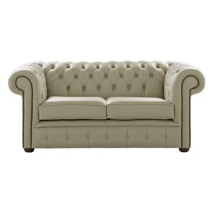 Chesterfield 2 Seater Shelly Ash Leather Sofa Settee Bespoke In Classic Style