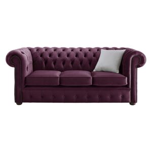 Chesterfield 3 Seater Malta Boysenberry Purple Velvet Fabric Sofa In Classic Style