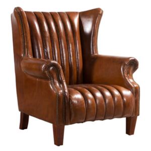 Cuban Cigar Handmade Wingback Chair Vintage Distressed Real Leather