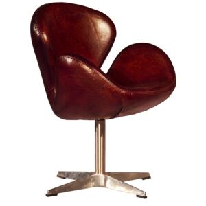 Vintage Handmade Swan Chair Distressed Brown Real Leather