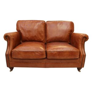 Luxury 2 Seater Vintage Distressed Tan Real Leather Sofa Settee