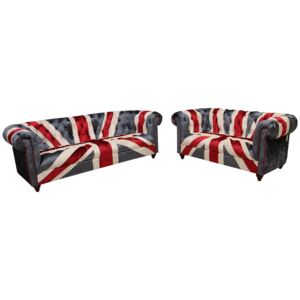 Union Jack Chesterfield 3+2 Seater Luxury Real Velvet Sofa Suite