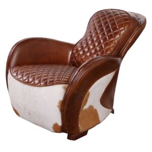 Vintage Saddle Cowhide Lounge Chair Distressed Real Leather