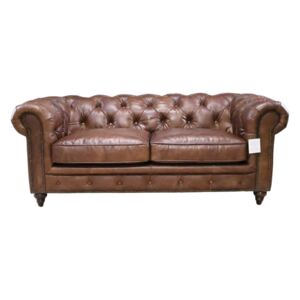 Earle Vintage 2 Seater Chesterfield Sofa Nappa Chocolate Brown Real Leather