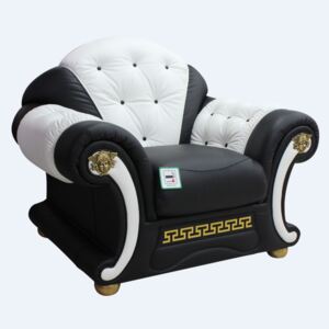 Versace Handcrafted Armchair Sofa Genuine Italian Black White Real Leather