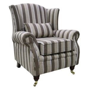 Fireside Wing Chair Gleneagles Stripe Nutmeg Fabric High Back Armchair