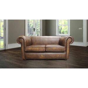Chesterfield Handmade 1930's 2 Seater Sofa Settee Antique Gold Real Leather In Classic Style
