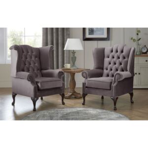 Chesterfield Queen Anne Beatrice + Carlton Flat Wing Armchairs Malta Lavender 02