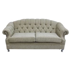 Chesterfield 3 Seater Camden Ripple Honey Fabric Sofa Bespoke In Victoria Style
