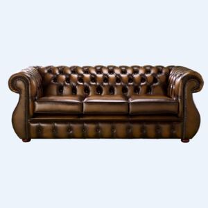 Chesterfield 3 Seater Antique Autumn Tan Leather Sofa Bespoke In Kimberley Style