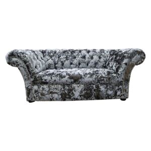 Chesterfield 2 Seater Lustro Flint Fabric Buttoned Seat Sofa Bespoke In Balmoral Style