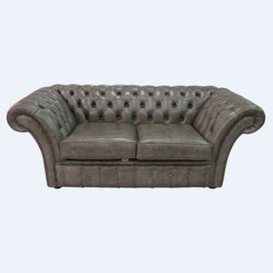 Chesterfield 2 Seater Bronx High Plains Leather Sofa Settee In Balmoral Style