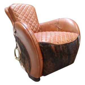 Rodeo Saddle Lounge Vintage Tan Distressed Real Leather Chair
