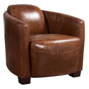 Marlborough Custom Made Tub Chair Vintage Distressed Brown Real Leather